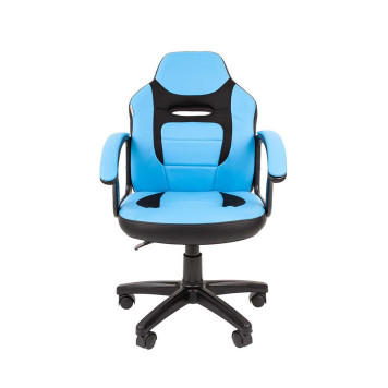 Кресло CH-KIDS 110, экокожа/ткань TW, черный/голубой-1