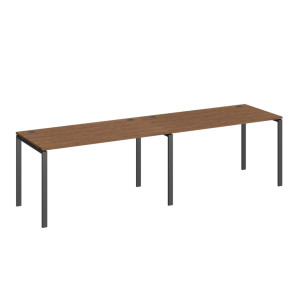 Бенч АМБЛ-005 орех на 2 рабочих места на металлокаркасе антрацит
